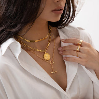 Adjustable T Bar Lariat - Gold Lunar