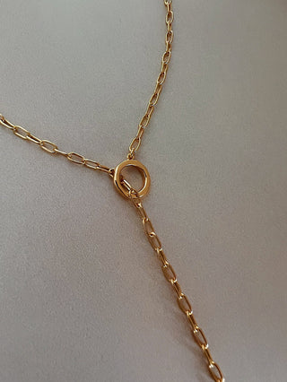 Adjustable T Bar Lariat - Gold Lunar