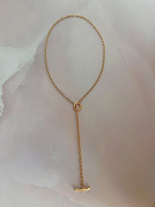 Adjustable T Bar Lariat - Gold Lunar