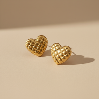 Quilted Heart Studs