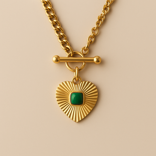 Green Agate Heart Necklace