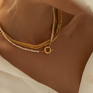 Freshwater Pearl Necklace - Gold Lunar