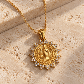 Reversible Saint & Cross Medallion Necklace