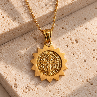 Reversible Saint & Cross Medallion Necklace