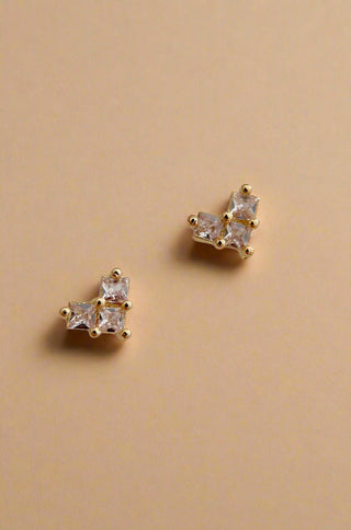 18k Gold Plated heart studs with Cubic Zirconia stones