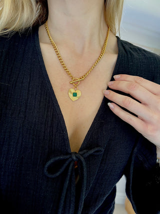 Green Agate Heart Necklace