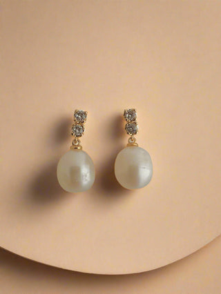 Zircon Pearl Drop Earrings