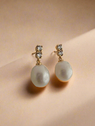 Zircon Pearl Drop Earrings