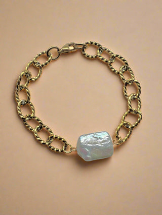 Textured Link Pearl Bracelet