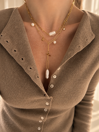 Layered Charm Lariat Necklaces