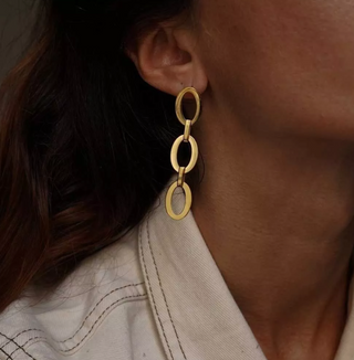 Oval Link Drop Earrings - Gold Lunar