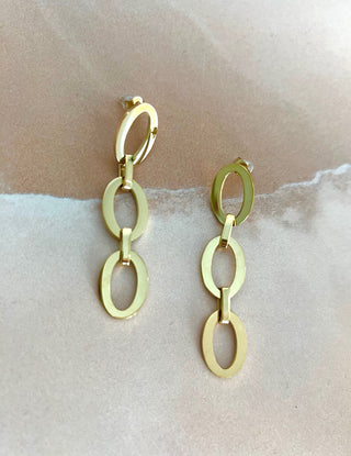 Oval Link Drop Earrings - Gold Lunar