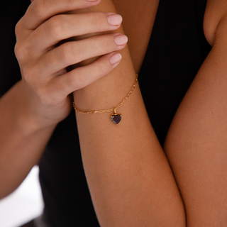 Garnet Gemstone Heart Bracelet