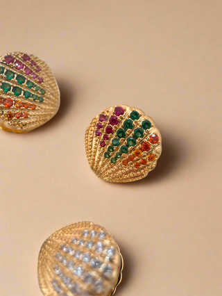 Shell CZ Studs - Gold Lunar