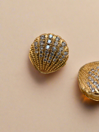 Shell CZ Studs - Gold Lunar