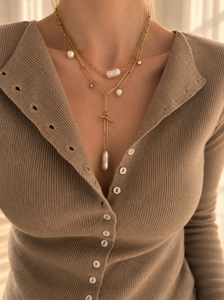 Layered Charm Lariat Necklaces