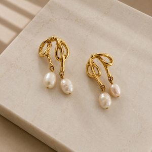 Ballet Bow & Pearl Earrings