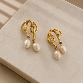 Ballet Bow & Pearl Earrings