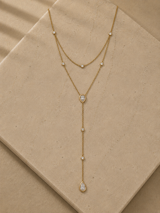 Dainty Teardrop Lariat Necklace
