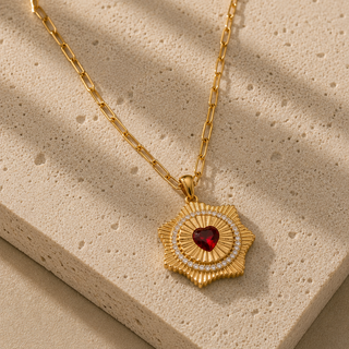 Heart Disc Necklace