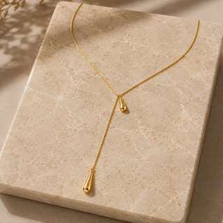 Fine Droplet Lariat Necklace