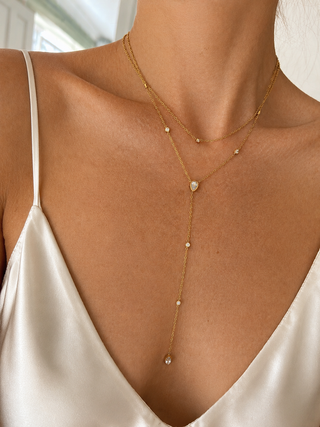 Dainty Teardrop Lariat Necklace
