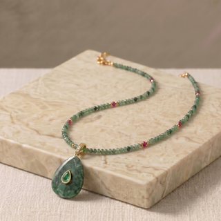 Green Gemstone Beaded Necklace