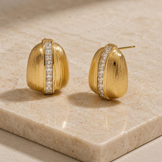 Brushed Crystal Studs Earrings