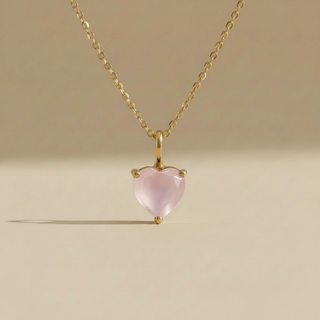 Pink Chalcedony Heart Necklace
