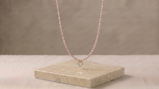 Dainty Pink Pearl & Heart Necklace