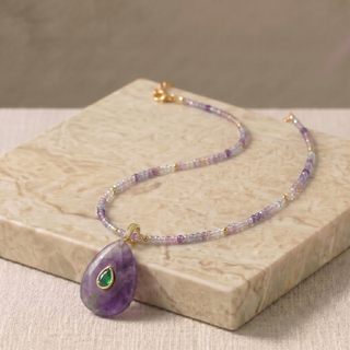 Purple Gemstone Beaded Necklace