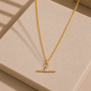 Square Stone Bar Necklace