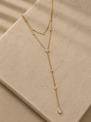 Dainty Teardrop Lariat Necklace