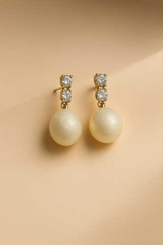 Zircon Pearl Drop Earrings
